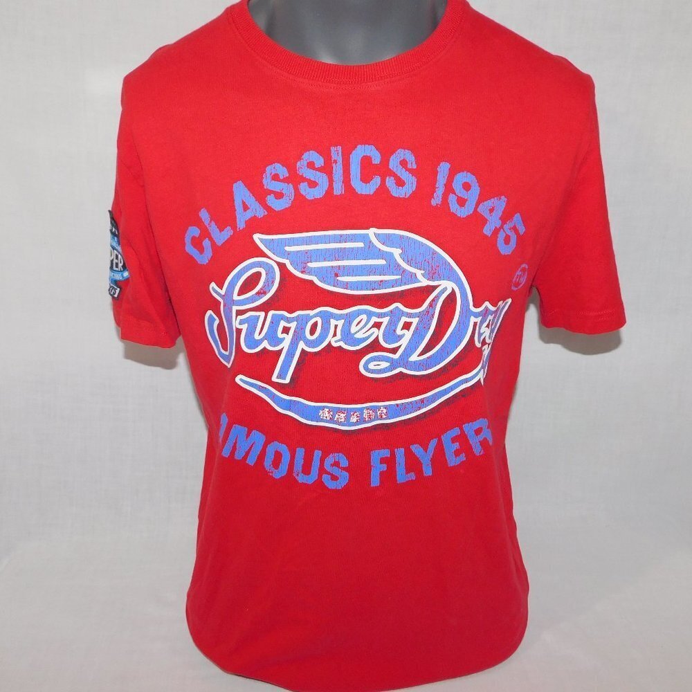 SuperDry Classics 1945 Famous Flyers Red Blue Graphic T Shirt Mens XL